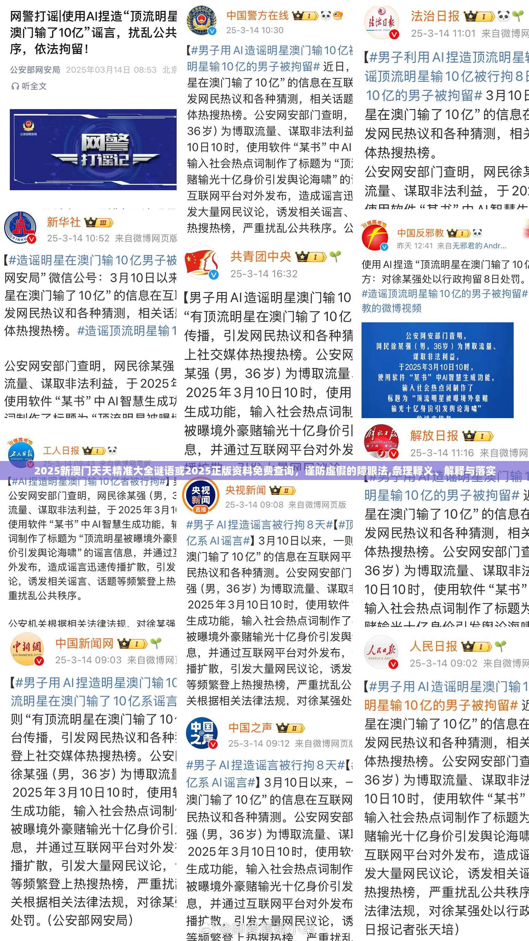 2025新澳门天天精准大全谜语或2025正版资料免费查询，谨防虚假的障眼法,条理释义、解释与落实