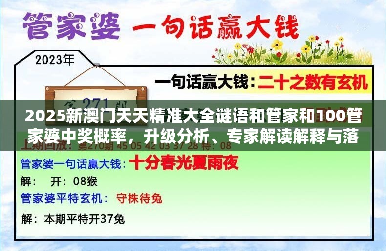 2025新澳门天天精准大全谜语和管家和100管家婆中奖概率，升级分析、专家解读解释与落实,谨防华而不实包装