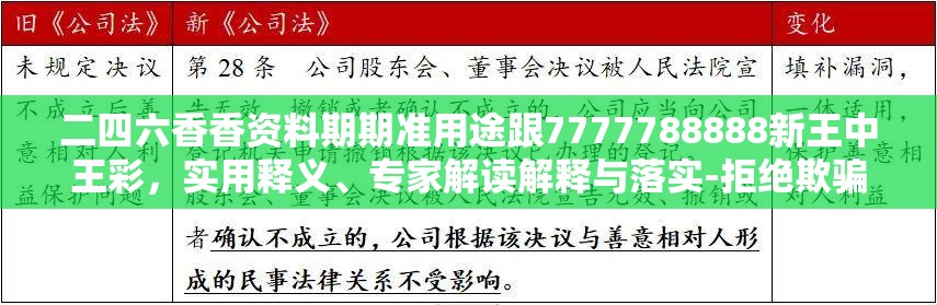 二四六香香资料期期准用途跟7777788888新王中王彩，实用释义、专家解读解释与落实-拒绝欺骗性承诺